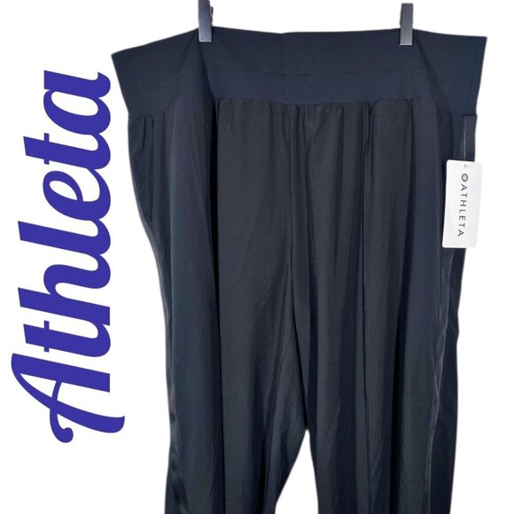 NWT ATHLETA NOLITA WIDE LEG PANTS Stretchy Casual Versatile Black, Size 20 - Picture 3 of 12